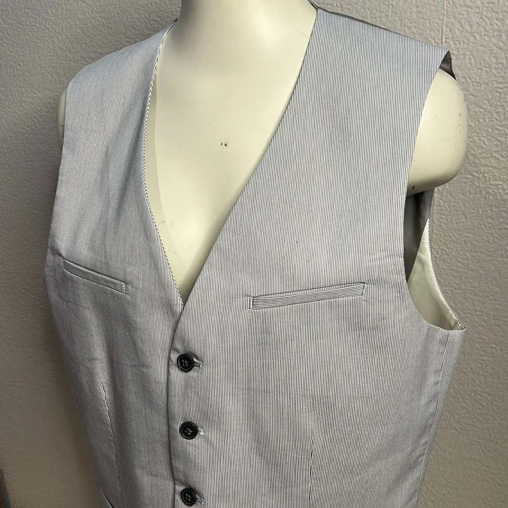 Express Men’s Gray Pinstripe 6-Button Vest – Size M